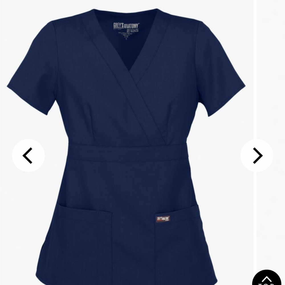 Greys Anatomy mock wrap scrub top - Large Indigo/Navy.  Great used condition.